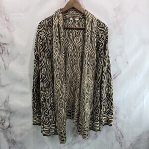 Moth Sweater Womens Small Brown Cardigan Eyes Have It Wood Grain Open